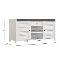 HOMCOM White Shoe Organizer Rack Cabinet with Drawers & Cushion Hallway(m-3)
