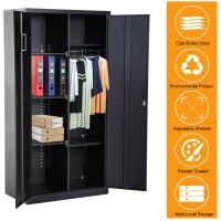 HOMCOM 71" Steel Garage Storage Cabinet Corner Cabinet with Adjustable Shelves Room Bookshelf - Black(m-5)