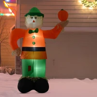 HOMCOM 7’ LED Outdoor Halloween Thanksgiving Inflatable Decoration - Smiling Scarecrow Holding Pumpkin(m-2)