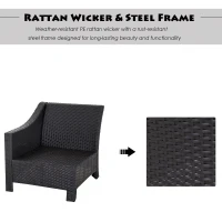 Outsunny 4 Piece Outdoor Patio Rattan Wicker Loveseat and Chair Set(m-5)