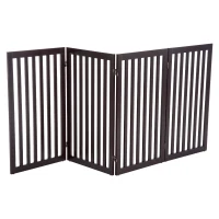 PawHut 36" x 80" Wooden Freestanding 4 Panel Expandable Pet Gate - Rich Espresso(m-2)