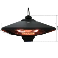 Outsunny 20" 1500W Outdoor Electric Patio Heater Ceiling Lamp with LED and Remote(m-4)