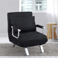 HomCom Single Person Folding 5 Position Steel Convertible Sleeper Bed Sofa Chair - Black(m-9)