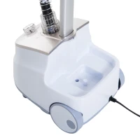 HomCom 1.8 Liter 1200W Upright Full Size Clothing Steamer With Fabric Brush And Garment Hanger - White / Grey(m-8)