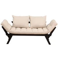 HOMCOM Click Clack Couch  Convertible Futon Sleeper Sofa Bed - Modern - Linen Fabric - 61" L - Beige(m-1)