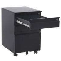 HomCom 24" Steel 3 Drawer Locking File Cabinet on Wheels - Black(m-4)