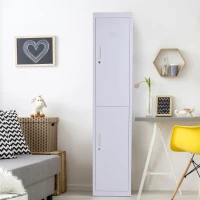 Vinsetto 71" 2 Tier Freestanding Steel Metal Lockable Employee Wall Locker Storage Cabinet - White(m-2)