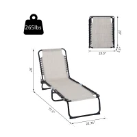 Outsunny Folding Beach Chaise Lounge, 4 Adjustable Positions, Cream White, Portable(m-2)
