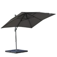 Outsunny 8ft x 8ft Square Offset 360 Cantilever Market Patio Umbrella with Cross Base Gray(m-14)