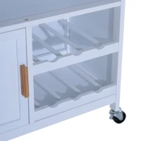 HomCom 30" Kitchen Island Rolling Cart With 6 Bottle Fancy Wine Rack Stemware Storage(m-9)