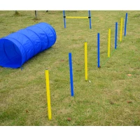 PawHut Competition Dog Agility Equipment Obstacle Course Set for Outdoor Backyard, Blue and Yellow(m-11)