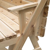 Outsunny 2-In-1 Wooden Convertible Picnic Table Garden Bench with Umbrella Hole(m-6)