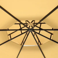 Outsunny 12.5' Outdoor Octagon Patio Gazebo Pavilion Canopy Tent with Benches - Light Brown(m-6)