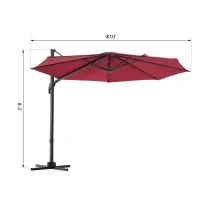 Outsunny 10' Offset Rotating Outdoor Patio Garden Umbrella with Tilt and Crank(m-3)