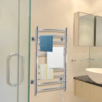 HomCom 10-Bar Electric Heated Towel Rack Warmer Curved Stainless Steel Wall Mounted Electronic Laundry Hanger Bath Furniture(m-7)