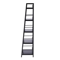 HomCom 5-Shelf Modern Ladder Bookcase - Black(m-4)