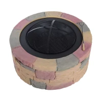 Outsunny 35" Round Decorative Stone Patio Fire Pit(m-1)