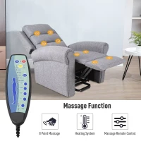 HOMCOM Power Lift Chair Heated Vibrating Massage Recliner Sofa with Remote Grey(m-4)