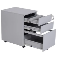 Vinsetto 24" Metal 3 Drawer Locking Under Desk Filing Cabinet On Wheels - Grey(m-9)