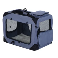 Pawhut 32" Soft Sided Folding Crate Pet Carrier - Gray(m-6)