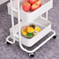 HOMCOM 4-tier Rolling Metal Kitchen Utility Cart Trolley with Storage - White(m-8)