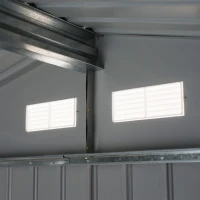 Outsunny 9' x 6' Outdoor Backyard Metal Garden Utility Storage Shed Garage Steel Tool Kit House with Sliding Door - Gray/White(m-13)