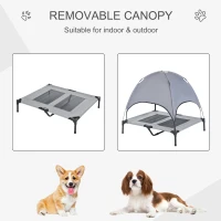 PawHut 36" x 30" Elevated Portable Mesh Dog Cot Outdoor Cooling Pet Cat Bed with UV Protection Canopy Shade(m-4)
