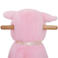 Qaba Lamb Rocking Horse Sheep Stuffed Animal Ride On Rocker for Kids / Nursery - Wooden Plush - Pink(m-11)
