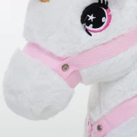 Qaba Unicorn Rocking Horse Toy with Sound for Kids  Wooden Plush Ride-On Rocker Battery Operated  White(m-7)