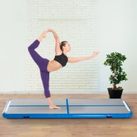 Soozier Gym Exercise Mat 10’ Air Track - Light Grey/Blue(m-1)