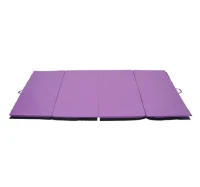 Soozier 8' x 4' x 2" PU Leather Folding Gymnastics Martial Arts Tumbling Mat - Purple(m-1)