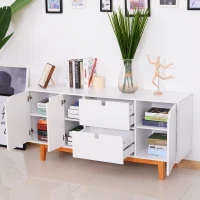 HomCom 57" Wood Storage Cabinet with Doors Two Tone Contemporary Sideboard Buffet Table - White(m-4)