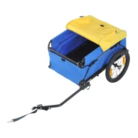 Aosom Two Wheel Enclosed Bike Cargo Trailer with Hitch - Blue/Yellow(m-2)