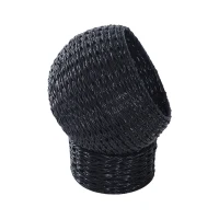 Pawhut 21" Hooded Rattan Wicker Elevated Cat Bed - Black/Beige(m-4)