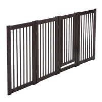 PawHut 31" x 81" 4 Panel Freestanding Wooden Expandable Pet Gate with Door(m-6)