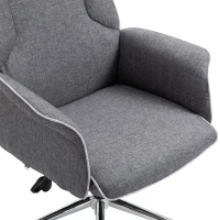 Vinsetto Adjustable Linen Fabric Swivel Home Office Chair with Arms  Upholstered  High Back  Grey(m-6)