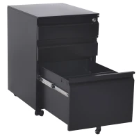 HomCom 24" Steel 3 Drawer Locking File Cabinet on Wheels - Black(m-6)