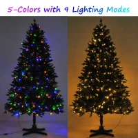 HomCom 6.9' PVC Needles Rotating Prelit Artificial Pine Christmas Tree - Green(m-8)