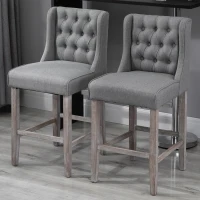 HomCom 40" Tufted Counter Height Bar Stool Dining Chair Set of 2 - Grey(m-1)