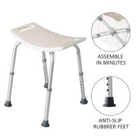 HomCom Rectangular Height Adjustable Mobility Medical Grade Stabilized Shower Seat Bath Stool(m-3)