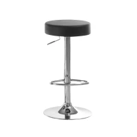 Monarch 2 Piece Modern PU Leather Seat Chrome Base Hydraulic Lift Swivel Barstool Chair Set - Black Finish(m-1)