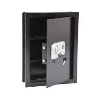 HomCom 19" x 14" x 4" Digital Wall Mounted Home Security Storage Safe w/ Biometric Fingerprint Scan - Black(m-4)