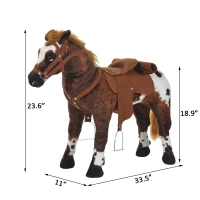 Open Box Qaba Children's Plush Interactive Standing Ride-On Horse Toy with Sound - Dark Brown / White(m-3)