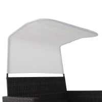 Outsunny 2 Piece Rattan Wicker Outdoor Loveseat with Sunshade Canopy and Nesting Ottoman Footrest - Brown(m-8)