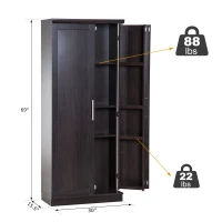 HOMCOM 72" Wood Free Standing Kitchen Pantry Organizer Storage Cabinet - Espresso(m-3)