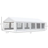 Outsunny Outdoor 32"x16" Heavy Duty Portable Carport Gazebo Canopy Wedding Tent Garage - White(m-3)