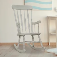 HomCom Rubberwood Indoor / Outdoor Porch Slat Rocking Chair - Antique White(m-1)