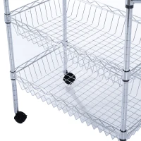 HomCom 24" Portable Rolling Trolley Kitchen Cart with Wire Basket(m-4)