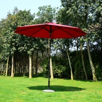Outsunny 9’ Solar LED Market Patio Umbrella with Bluetooth Speaker – Wine Red(m-3)