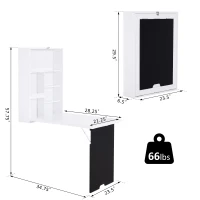 HOMCOM Wall Mounted Space Saving Writing Table Foldable Computer Desk with a Blackboard for Notes Book(m-3)